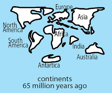 continents 65 mya