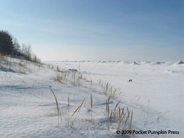 dunes with snow winter Michigan