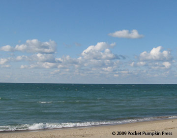 Cumulus clouds sky Lake Michigan