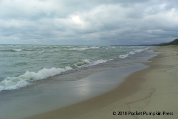 Nimbo-stratus clouds stormy sky Lake Michigan