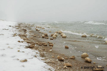 Lake Michigan winter ice snow