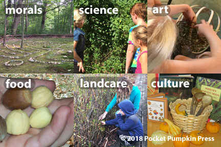 holistic skills, morals, moral health, nature science, nature art, permaculture food, landcare, and community culture 